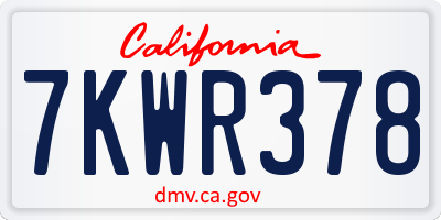 CA license plate 7KWR378