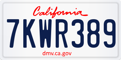 CA license plate 7KWR389