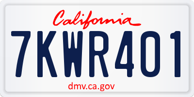 CA license plate 7KWR401