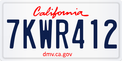 CA license plate 7KWR412