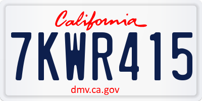 CA license plate 7KWR415