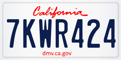 CA license plate 7KWR424