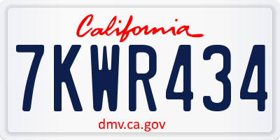 CA license plate 7KWR434