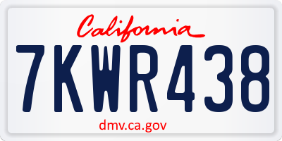 CA license plate 7KWR438