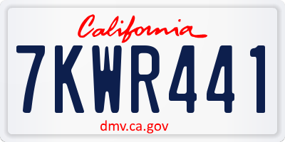 CA license plate 7KWR441