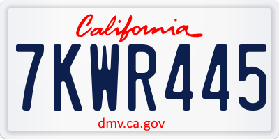 CA license plate 7KWR445