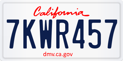 CA license plate 7KWR457