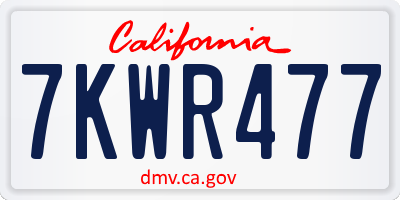 CA license plate 7KWR477