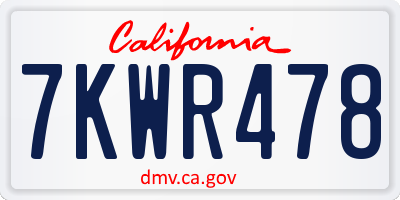 CA license plate 7KWR478