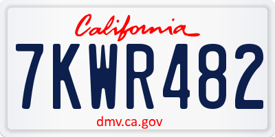 CA license plate 7KWR482