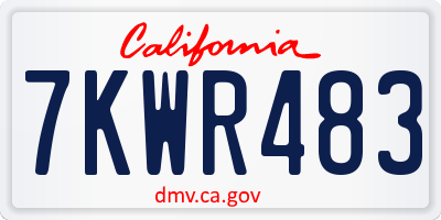 CA license plate 7KWR483