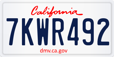 CA license plate 7KWR492
