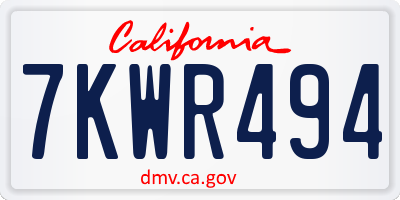 CA license plate 7KWR494