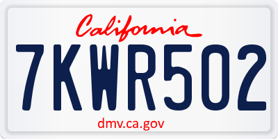 CA license plate 7KWR502