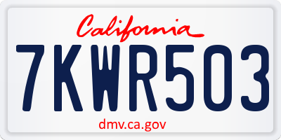 CA license plate 7KWR503