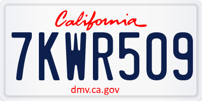 CA license plate 7KWR509