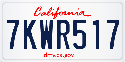 CA license plate 7KWR517