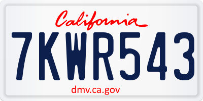 CA license plate 7KWR543