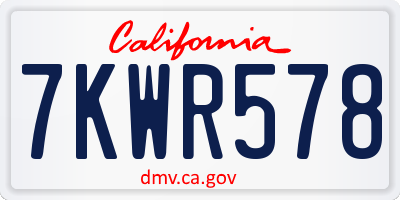 CA license plate 7KWR578