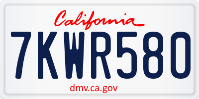 CA license plate 7KWR580