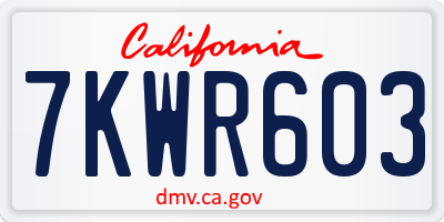 CA license plate 7KWR603
