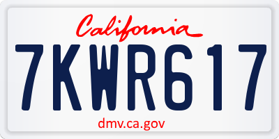 CA license plate 7KWR617