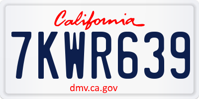 CA license plate 7KWR639
