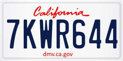 CA license plate 7KWR644