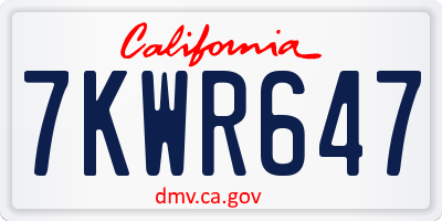 CA license plate 7KWR647