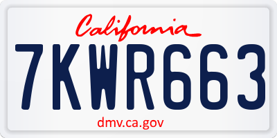 CA license plate 7KWR663