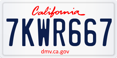 CA license plate 7KWR667