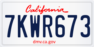 CA license plate 7KWR673