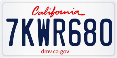 CA license plate 7KWR680