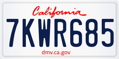 CA license plate 7KWR685
