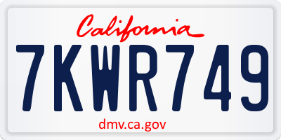 CA license plate 7KWR749
