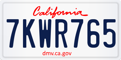 CA license plate 7KWR765
