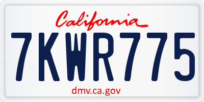 CA license plate 7KWR775