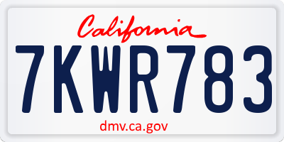 CA license plate 7KWR783