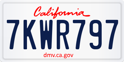 CA license plate 7KWR797
