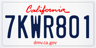 CA license plate 7KWR801