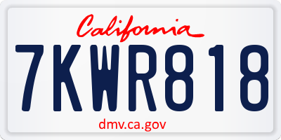 CA license plate 7KWR818