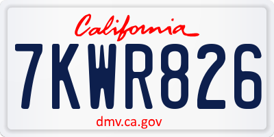 CA license plate 7KWR826