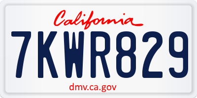 CA license plate 7KWR829