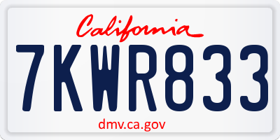 CA license plate 7KWR833
