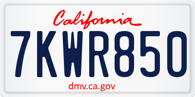 CA license plate 7KWR850