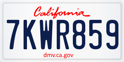 CA license plate 7KWR859