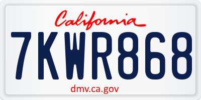 CA license plate 7KWR868