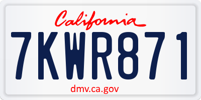 CA license plate 7KWR871
