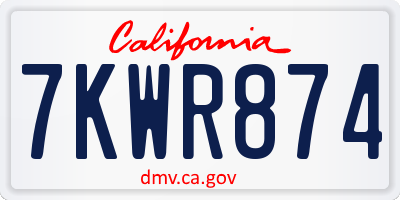 CA license plate 7KWR874