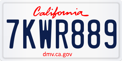 CA license plate 7KWR889